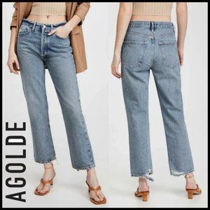 AGOLDE Lana Crop Mid Rise Vintage Straight Jeans - Emulsion